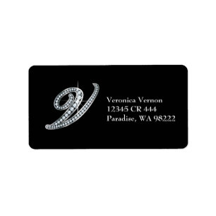 V Skriptetikett "Diamond Bling" Adressetikett