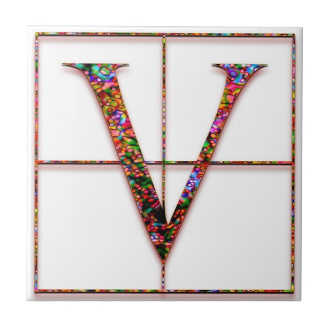 V Trajanus Red Anpassningsbar Monogram Tile Kakelplatta (Framsidan)