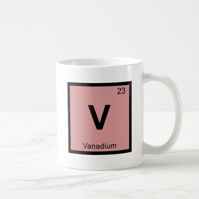 V- Vanadium Kemi Periodiska Systemet Symbol Kaffemugg (Höger)