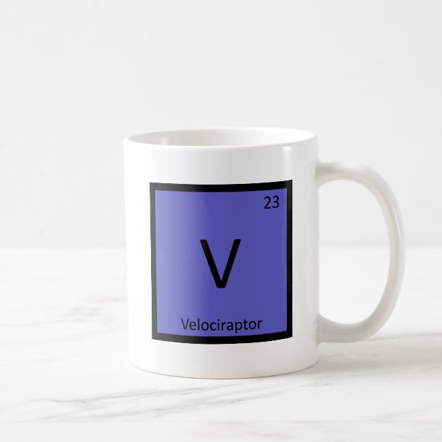 V - Velociraptor Dinosaur Chemistry Periodic Bord Kaffemugg (Höger)