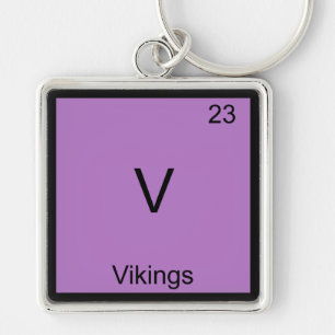 V - Vikingar Roligt Kemisymbol T-Shirt Fyrkantig Silverfärgad Nyckelring