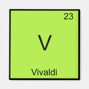 V - Vivaldi Rolig T-Shirt med kemiskt elementsymbo Magnet