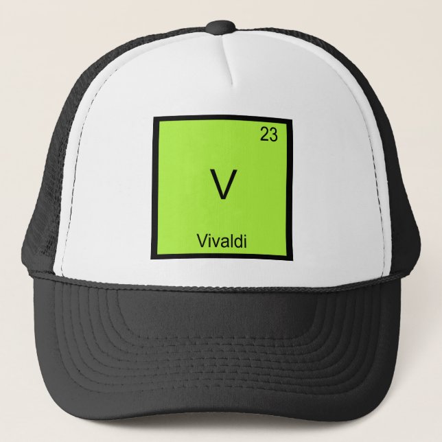 V - Vivaldi Rolig T-Shirt med kemiskt elementsymbo Truckerkeps (Framsida)