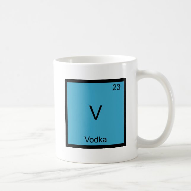 V - Vodka Rolig Kemielement Symbol T-Shirt Kaffemugg (Höger)