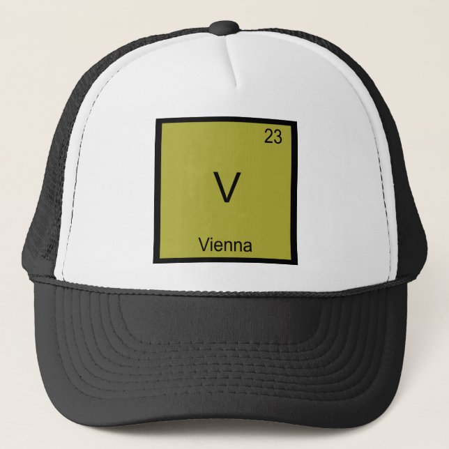 V- Wien Roligt Kemiskt Element Symbol T-Shirt Truckerkeps (Framsida)