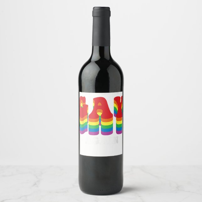 Va gay igen Design för ett pride gay make F Vinflaska Etikett (Framsida)