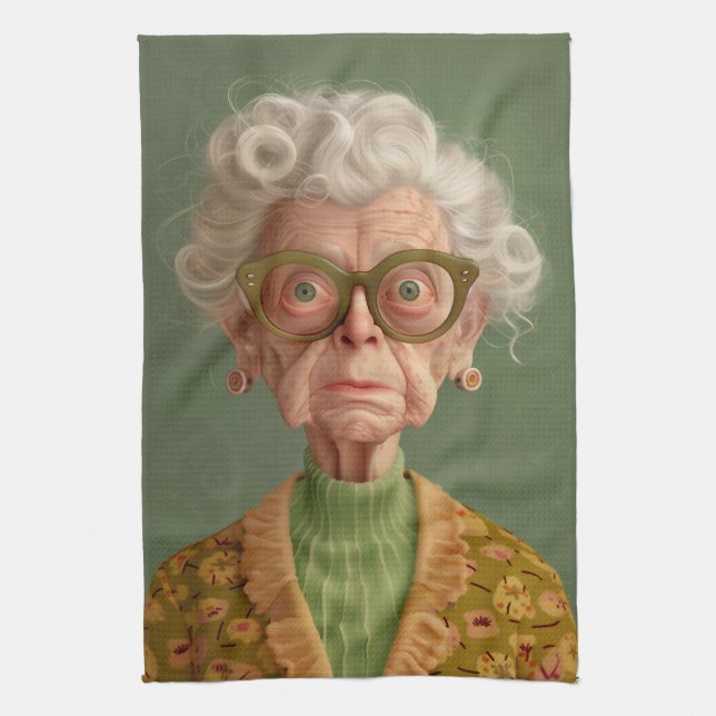 Va? Grandma Porträtt Kökshandduk (Vertikal)