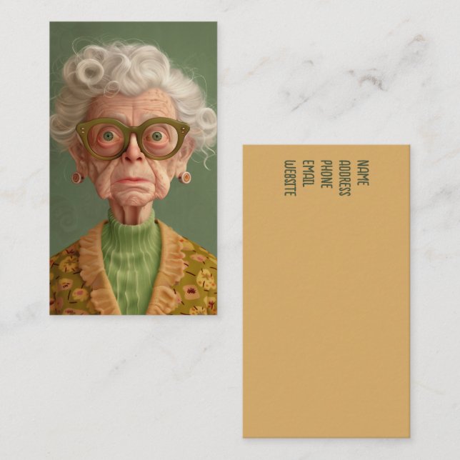Va? Grandma Porträtt Visitkort (Fram/baksida)