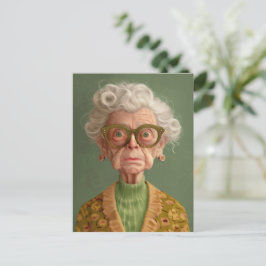 Va? Grandma Porträtt Vykort