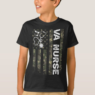 Va Nurse Camouflage American Flagga Patriotic Nurs T Shirt
