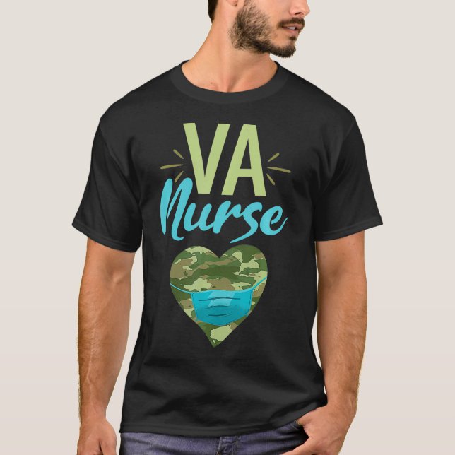 Va Nurse Heart Camouflage Camo Facemask Rn T Shirt (Framsida)
