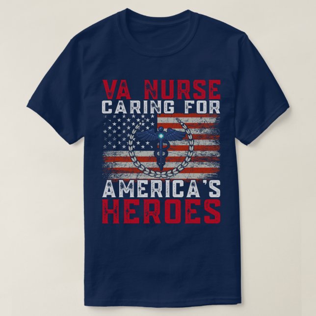 VA Sjuksköterska för Americas Heroes Patriot Veter T Shirt (Design framsida)