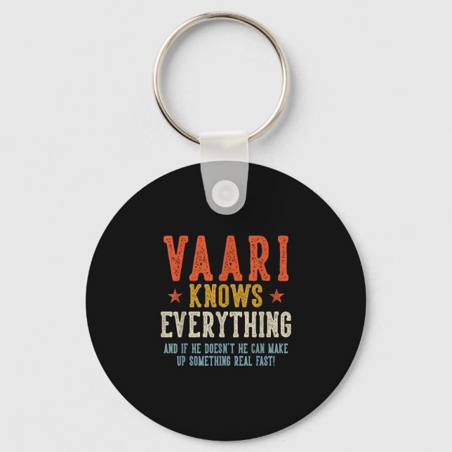 Vaari vet allt fars dag retro vintage  nyckelring (Framsida)