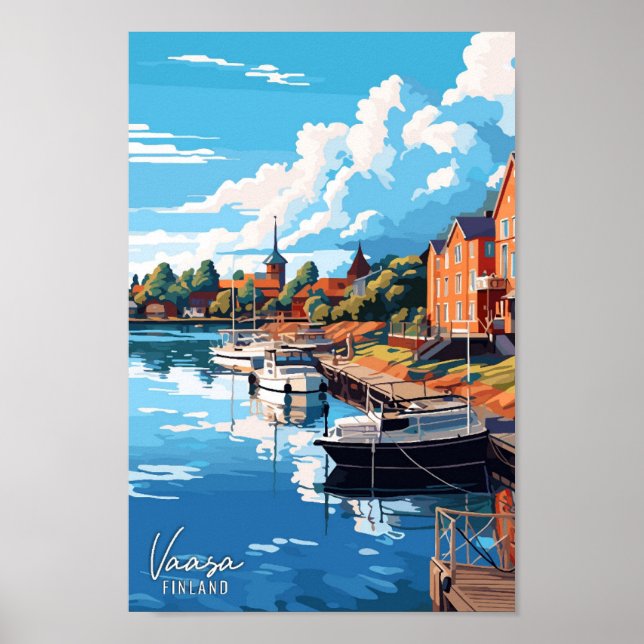 Vaasa Finland Art Vintage resor Illustration Poster (Framsidan)