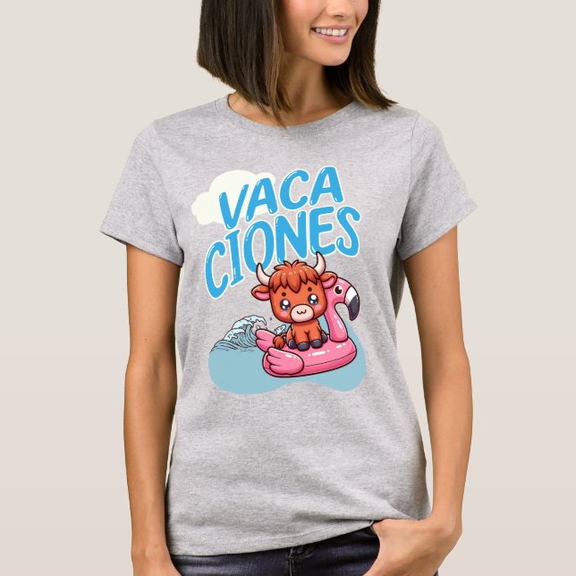Vacaciones spansk Vacation Punny Cute Cow T Shirt (Framsida)