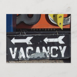 Vacancy-tecken Vykort