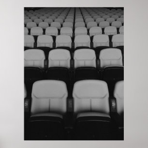 VACANT WHITE AND BLACK THEATER CHAIRS NO PEOP POSTER