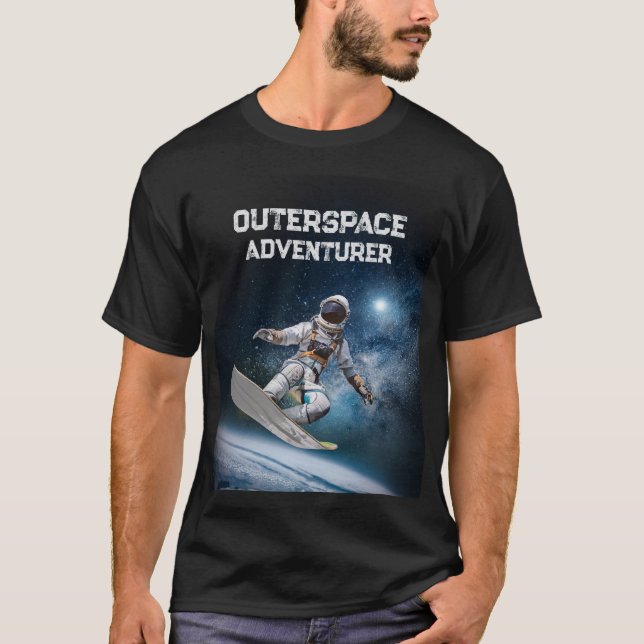 Vacation Astronaut Surfing in Space över jorden T Shirt (Framsida)