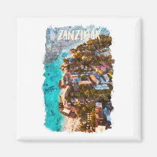 Vacation av Zanzibar Tansania Ocean Handflatan Trä Magnet