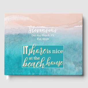 Vacation Beach House minimalist Script Family Namn Gästböcker