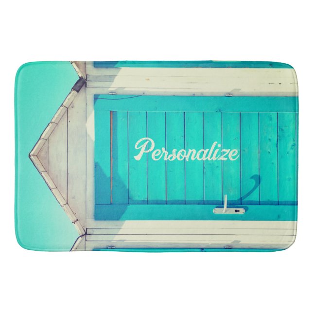 Vacation beachfront cabana turkos vit badrumsmatta (Framsidan)