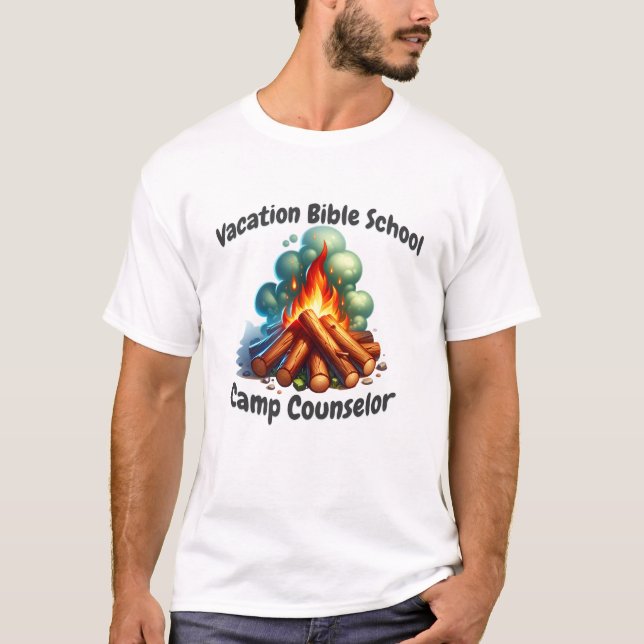 Vacation Bible School Camp Counselor Campfire T Shirt (Framsida)