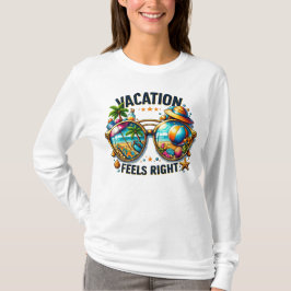 Vacation Feels Right Basic Long Sleeve USA T Shirt
