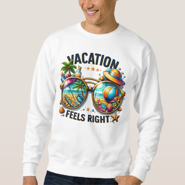 Vacation Feels Right Basic Sweatshirt USA (Framsida)
