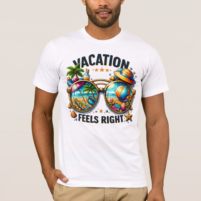 Vacation Feels Right Bella Canvas T-Shirt USA (Framsida)