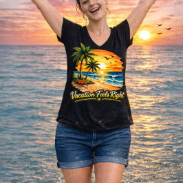 Vacation Feels Right Island V-Neck Shirt USA T