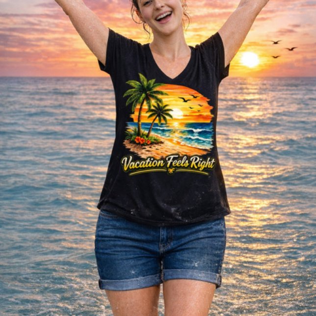 Vacation Feels Right Island V-Neck Shirt USA T (Skapare uppladdad)