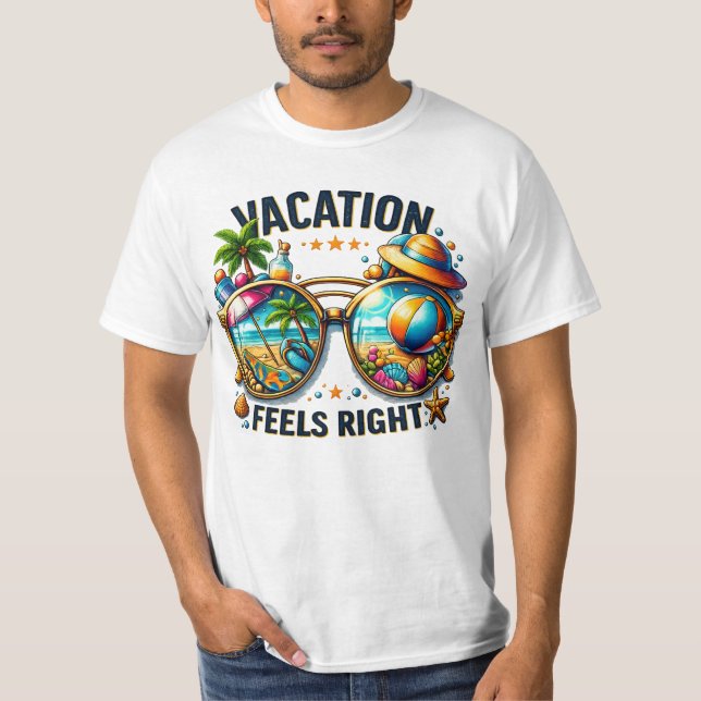 Vacation Feels Right Men’s Value T-Shirt USA (Framsida)