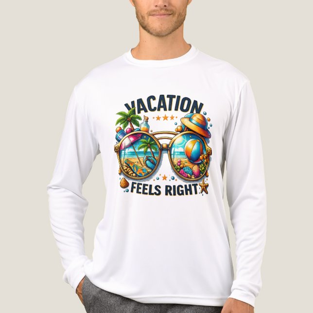 Vacation Feels Right Premium Long Sleeve USA T Shirt (Framsida)
