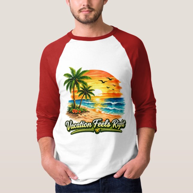 Vacation Feels Right Raglan Baseball Shirt USA T (Framsida)
