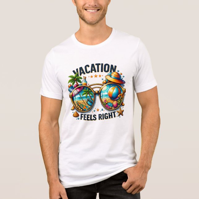 Vacation Feels Right Tri-Blend T-Shirt USA (Framsida)