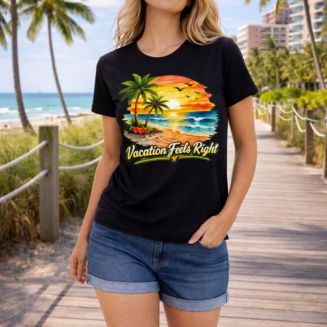 Vacation Feels Right Tropical Island Tee USA (Skapare uppladdad)