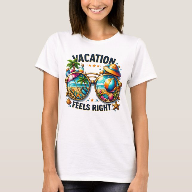 Vacation Feels Right Women’s Summer Tee USA (Framsida)