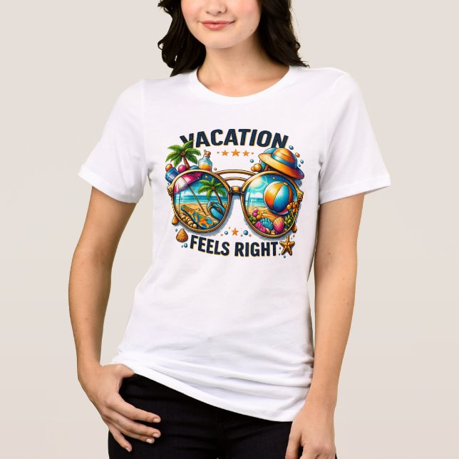 Vacation Feels Right Women’s Tri-Blend T-Shirt USA (Framsida)