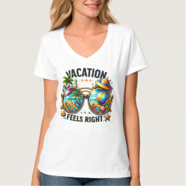 Vacation Feels Right Women’s V-Neck T-Shirt USA
