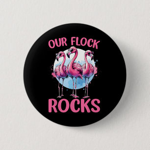Vacation Gr för familjen Flock Sten Flamingos Älsk Knapp