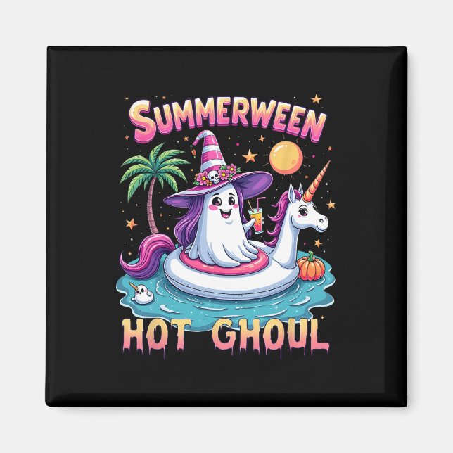 Vacation Halloween fest Group Funny Summerween Wi Magnet (Framsidan)