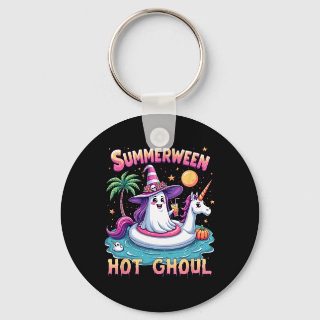 Vacation Halloween fest Group Funny Summerween Wi Nyckelring (Framsida)