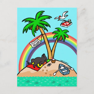 Vacation Island Black Labrador Postcard Vykort