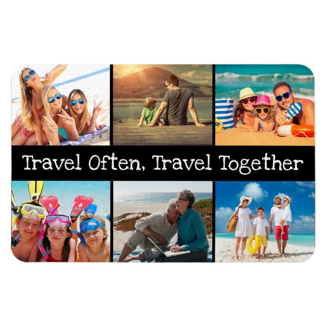 Vacation Photo Collage Resage ofta tillsammans Magnet (Horisontell)