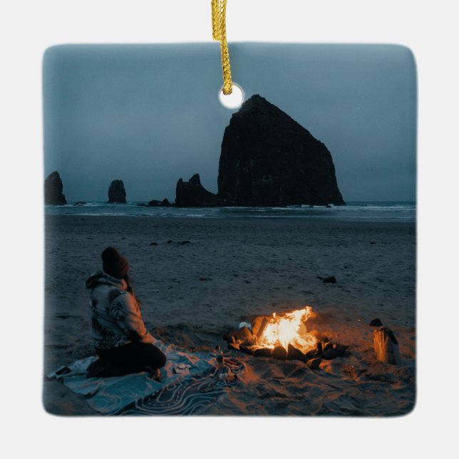 Vacation Photo, Vacation Keepsaké Gift jul Julgransprydnad Keramik (Framsida)