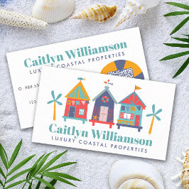 Vacation Real Gods Agent QR Code Roligt Beach Hous Visitkort