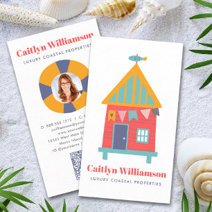 Vacation Real Gods Photo QR Code Roligt Beach Hous Visitkort