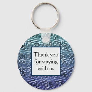 Vacation Rental Blue Mosaic Tiles Guest Tack Nyckelring