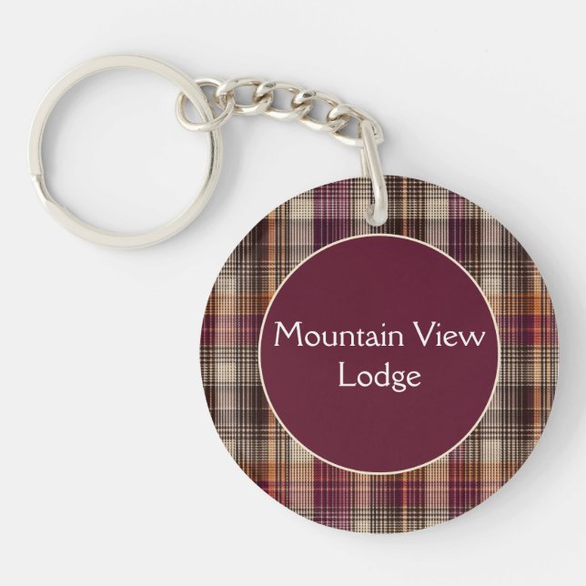 Vacation Rental custom Keychain Gingham Pattern (Framsidan)