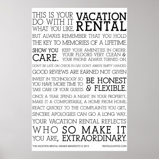 Vacation Rental Owner Manifesto Poster (Framsidan)